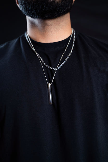 Bar Pendant with Stainless Steel Rope Chain