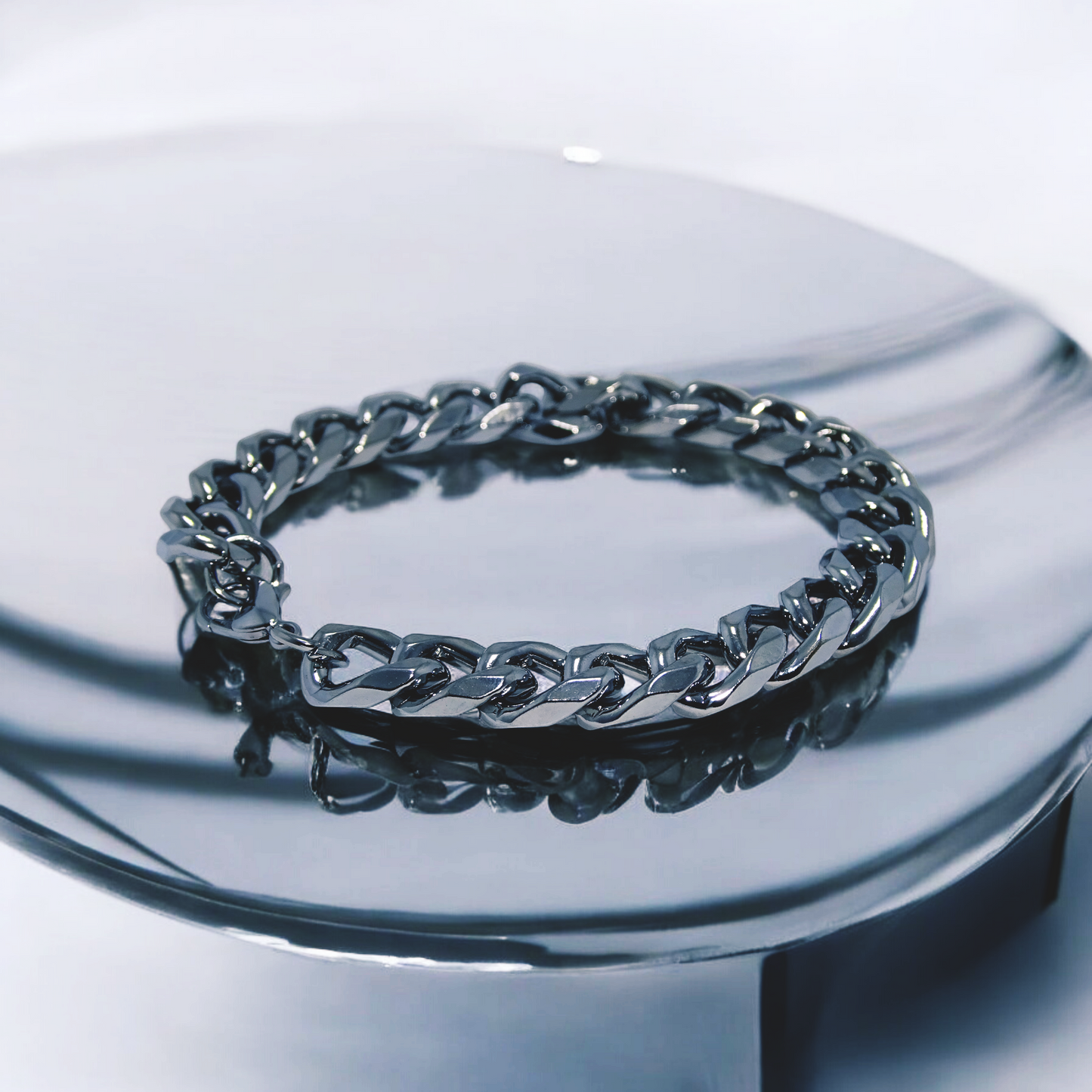 Silver Steel Chain Bracelet